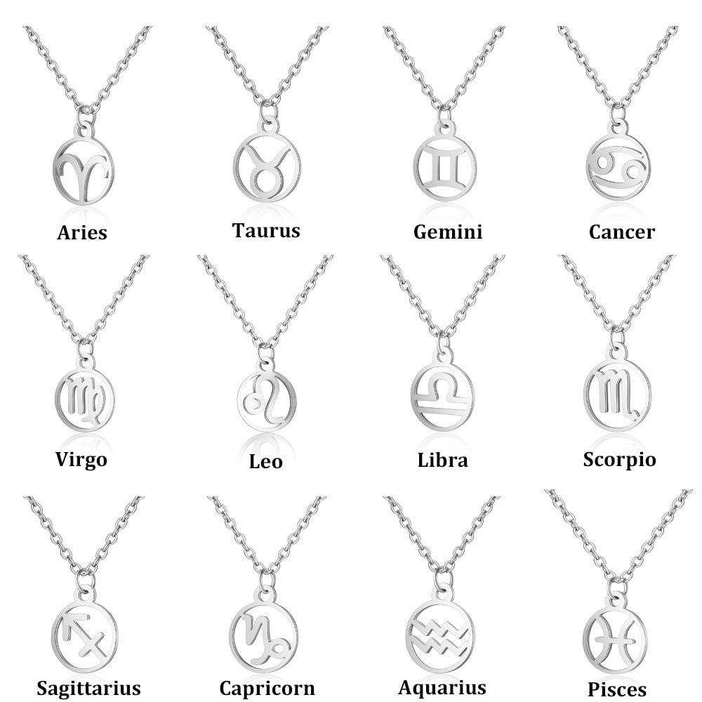 Stainless steel zodiac deals necklace