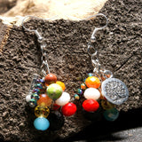 Bohemian 7 Chakra Tree of Life Natural Stone Beads Dangle Earrings