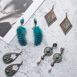 4 vary Bohemian Blue charm Earrings