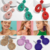 Bohemian Handmade Colorful Round Big Pendant Earrings