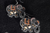 Bohemian Elephant Earrings (coral and orange accents)
