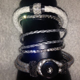 6 piece Silver and White Bracelet Set