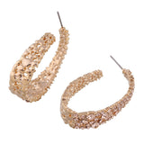 Golden Zinc-Alloy Rhinestones C-Shape Statement Earrings