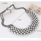 Trendy Crystal Chain Statement Necklace