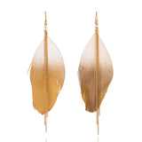 Half Gold Peacock Feather Women's Earrings