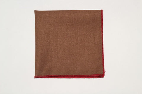 9" x 9" Cotton Pocket Square Solid Brown, and red trim)