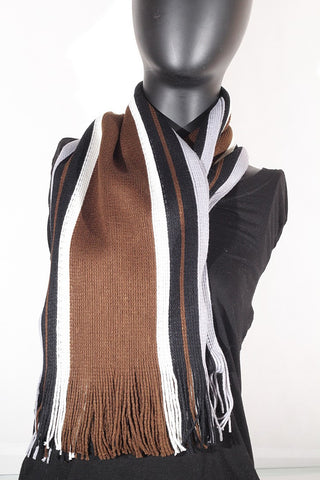 Cashmere blend stripped (brown, cream, black and grey) Scarf