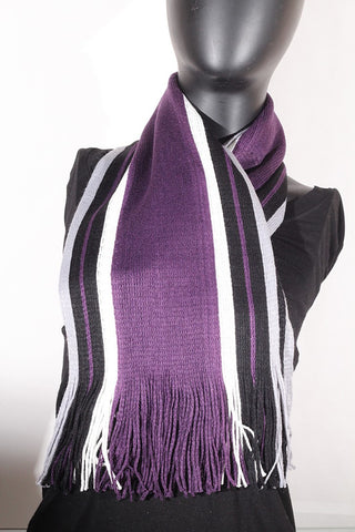 Cashmere blend stripped (purple, cream, black and grey) Scarf