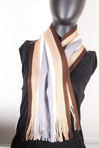 Cashmere blend stripped (tan, cream, black and brown) Scarf