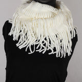 Soft Knitting Wool Fringe Infinity (Winter White) Scarf