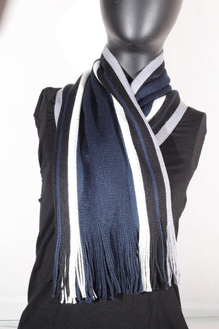 Cashmere blend stripped (navy, cream, black and grey) Scarf