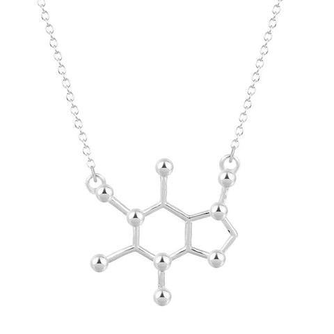 Minimalist Caffeine Molecule Necklace