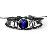 12 Constellation Luminous Leather Wrap Bracelets