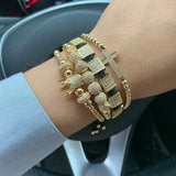 4pcs/set Luxury CZ Crown Stacking Bracelets
