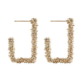 Gold Silver Round Square Geometric Hoop Earrings