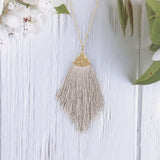 Silver Feathery Long Necklace