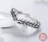 100% Genuine 925 Sterling Silver Classic Stackable Vintage Lucky Leaf Ring
