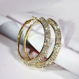 2 Layers Gold/Silver Color Rhinestone Hoop Earrings