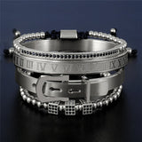 4pcs/Set Titanium Steel Roman Numeral Bracelets