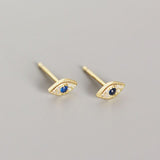 925 Sterling Silver Pavé Blue Evil Eye Stud Earrings