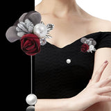 Art Fabric Flower Pearl Unisex Lapel Pins