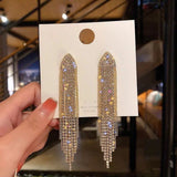 Classic Long Tassels Rhinestone Earrings