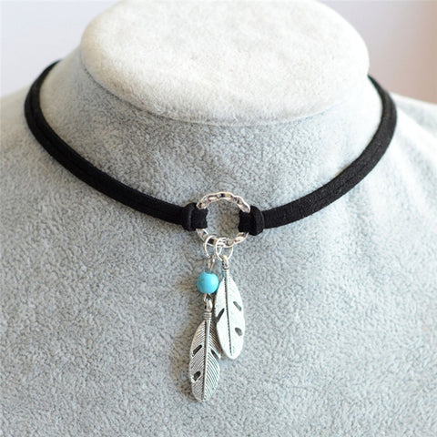 1 Pc Feather Charm Choker Necklace