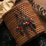 Vintage Feather Tassel Drop Earrings