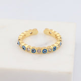 Open Bohemian Rainbow Evil Eye Ring