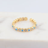 Open Bohemian Rainbow Evil Eye Ring