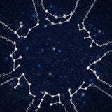 925 Sterling Silver 12 Star Zodiac Astrology Necklace